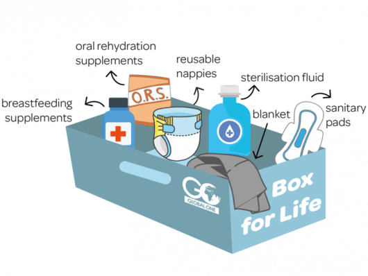 box cot sanitary pad refugee blanket